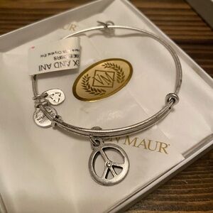 Alex and Ani Silver Peace Charm Bracelet